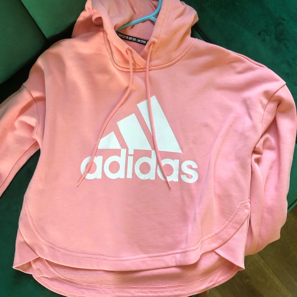 Adidas pink cropped hoodie